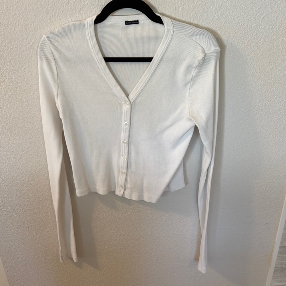 Brandy Melville Cream Ribbed Top